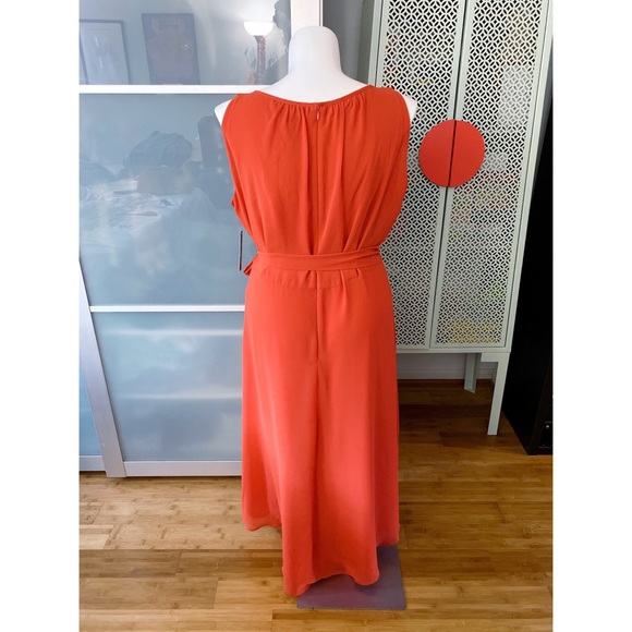 NWT Tahari ASL Chiffon Hi-Lo Halter Dress - Orange - Picture 2 of 14